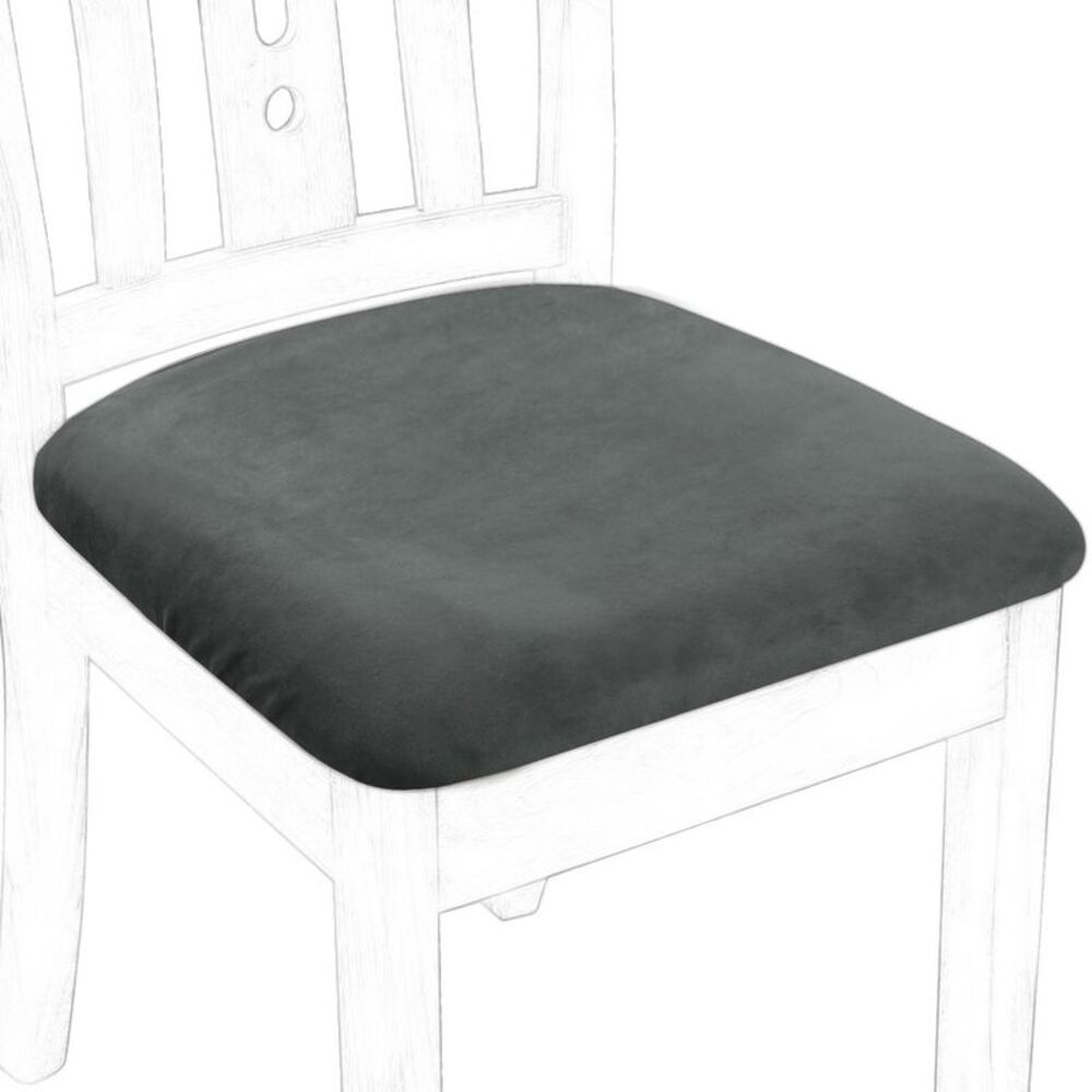 4Pcs Velvet Dinning Chair Seat Cover Slipcovers Dark Gray